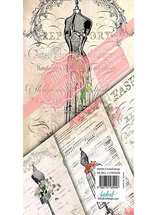 CrafTangles Decoupage Paper Pack - Vintage Dressforms 2 (A4) - 4 sheets - Image 3